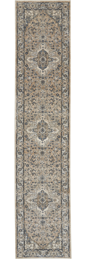 Homeroots 10' Gray And Ivory Medallion Power Loom Runner Rug  Polypropylene,Polyester 521929