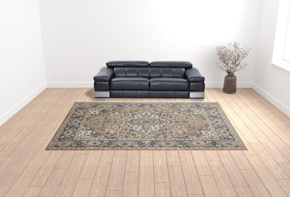 Homeroots 10' X 14' Ivory Floral Power Loom Area Rug  Polypropylene 521930