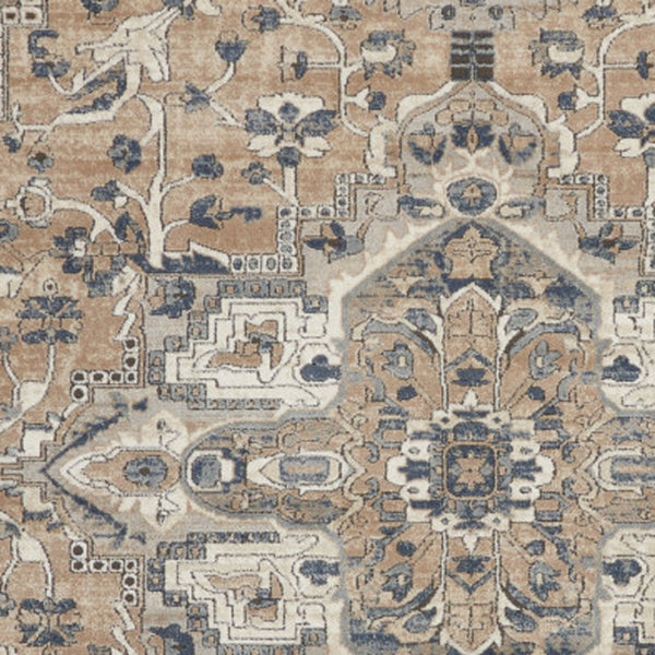 Homeroots 7' X 10' Ivory Floral Power Loom Area Rug  Polypropylene 521931