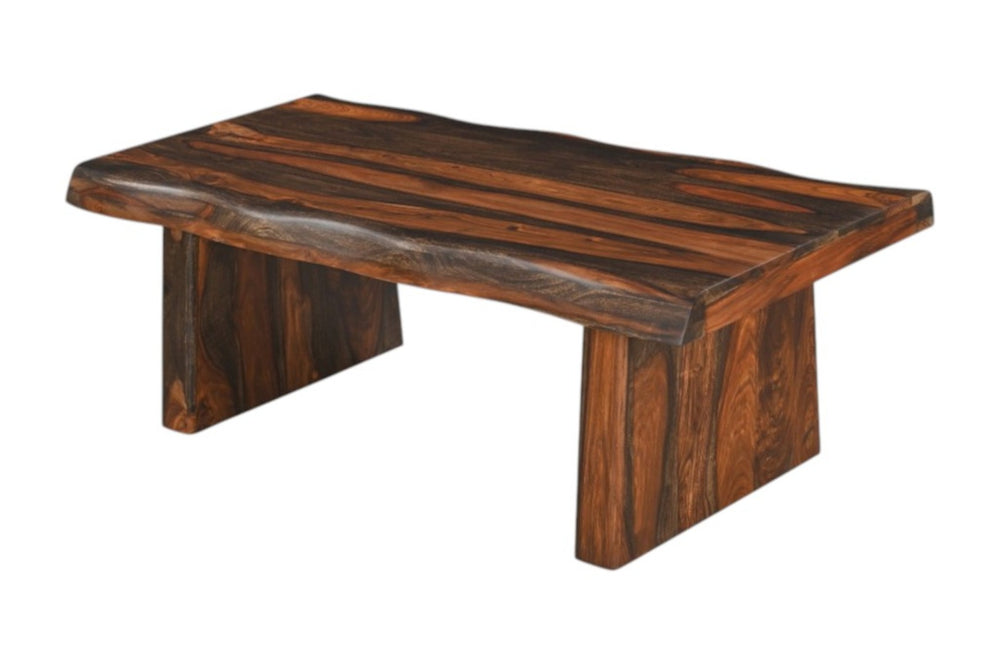 HomeRoots 51" Dark Brown Solid Wood Sled Coffee Table - Handcrafted Sheesham Elegance for Living Spaces 521933