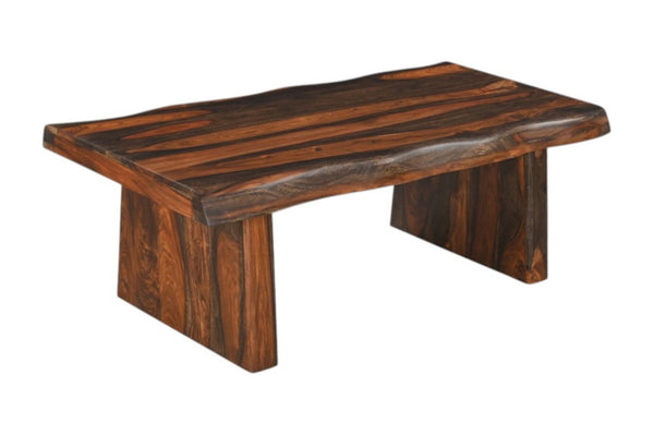 HomeRoots 51" Dark Brown Solid Wood Sled Coffee Table - Handcrafted Sheesham Elegance for Living Spaces 521933
