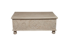 Homeroots 49" Natural Solid Wood Distressed Lift Top Coffee Table   521935