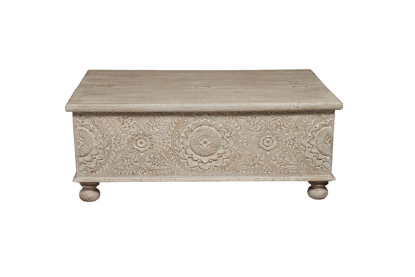 Homeroots 49" Natural Solid Wood Distressed Lift Top Coffee Table   521935