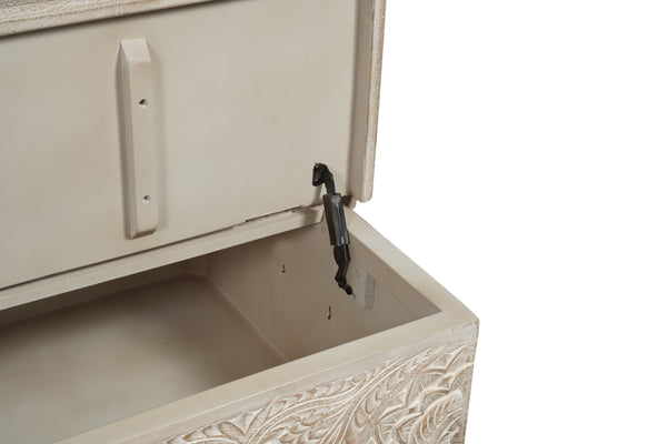 Homeroots 49" Natural Solid Wood Distressed Lift Top Coffee Table   521935