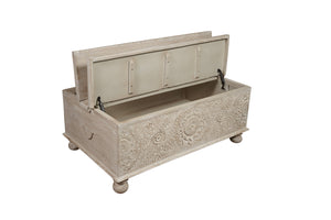 Homeroots 49" Natural Solid Wood Distressed Lift Top Coffee Table   521935