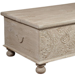 HomeRoots 49" Rustic Solid Mango Wood Lift-Top Coffee Table with Storage for Stylish Living & Versatile Use 521935