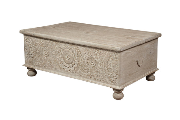 HomeRoots 49" Rustic Solid Mango Wood Lift-Top Coffee Table with Storage for Stylish Living & Versatile Use 521935