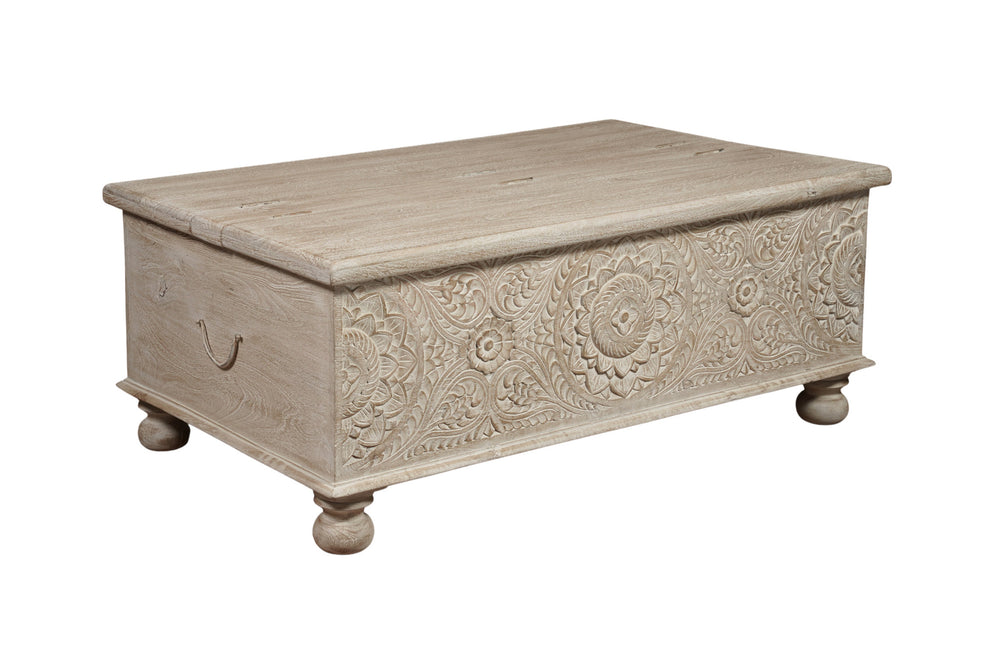 Homeroots 49" Natural Solid Wood Distressed Lift Top Coffee Table   521935