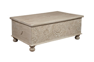 Homeroots 49" Natural Solid Wood Distressed Lift Top Coffee Table   521935