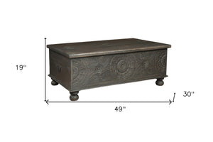 Homeroots 49" Black Solid Wood Distressed Lift Top Coffee Table   521936