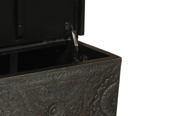 Homeroots 49" Black Solid Wood Distressed Lift Top Coffee Table   521936