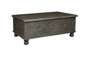 HomeRoots 49" Distressed Black Solid Wood Lift-Top Coffee Table: Rustic Charm Meets Functional Style & Storage 521936