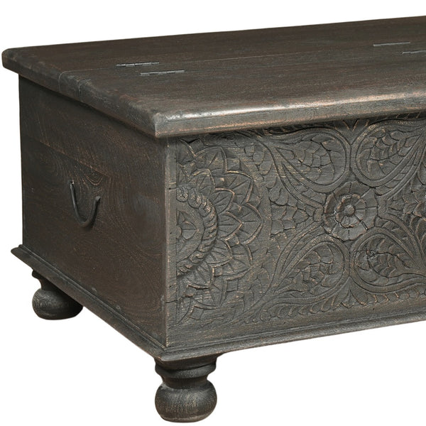 Homeroots 49" Black Solid Wood Distressed Lift Top Coffee Table   521936