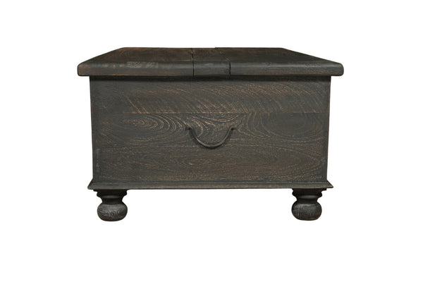 HomeRoots 49" Distressed Black Solid Wood Lift-Top Coffee Table: Rustic Charm Meets Functional Style & Storage 521936