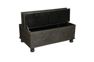 Homeroots 49" Black Solid Wood Distressed Lift Top Coffee Table   521936