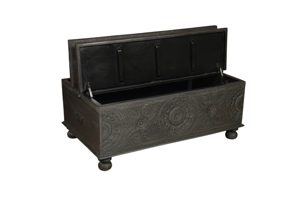 Homeroots 49" Black Solid Wood Distressed Lift Top Coffee Table   521936