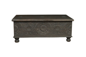 HomeRoots 49" Distressed Black Solid Wood Lift-Top Coffee Table: Rustic Charm Meets Functional Style & Storage 521936
