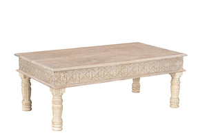 Homeroots 51" White Solid Wood Distressed Coffee Table   521937