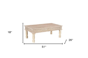 Homeroots 51" White Solid Wood Distressed Coffee Table   521937