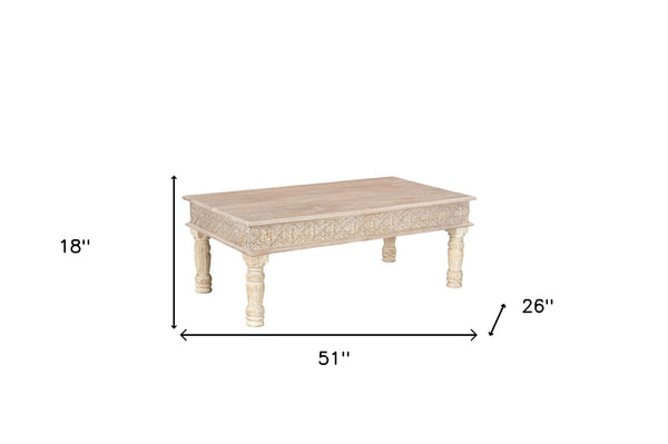 Homeroots 51" White Solid Wood Distressed Coffee Table   521937