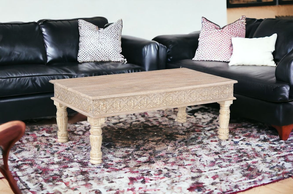 Homeroots 51" White Solid Wood Distressed Coffee Table   521937