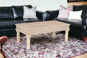 Homeroots 51" White Solid Wood Distressed Coffee Table   521937