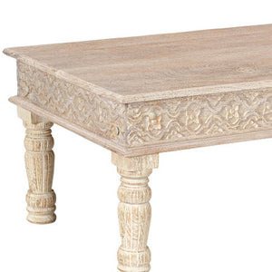 Homeroots 51" White Solid Wood Distressed Coffee Table   521937