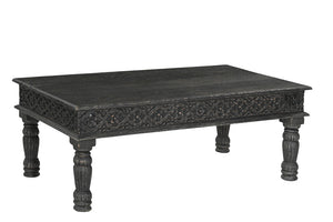 Homeroots 51" Black Solid Wood Distressed Coffee Table   521938