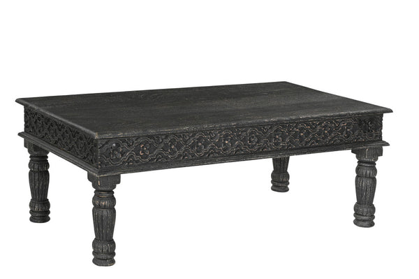 Homeroots 51" Black Solid Wood Distressed Coffee Table   521938
