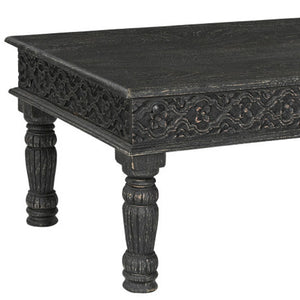 Homeroots 51" Black Solid Wood Distressed Coffee Table   521938