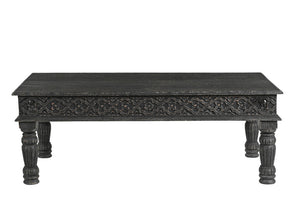 Homeroots 51" Black Solid Wood Distressed Coffee Table   521938