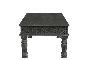 Homeroots 51" Black Solid Wood Distressed Coffee Table   521938