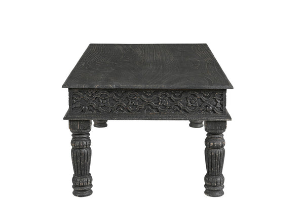 Homeroots 51" Black Solid Wood Distressed Coffee Table   521938