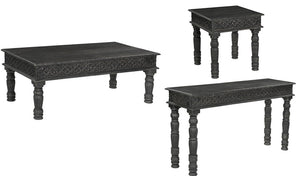 Homeroots 51" Black Solid Wood Distressed Coffee Table   521938