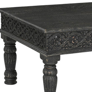 Homeroots 51" Black Solid Wood Distressed Coffee Table   521938