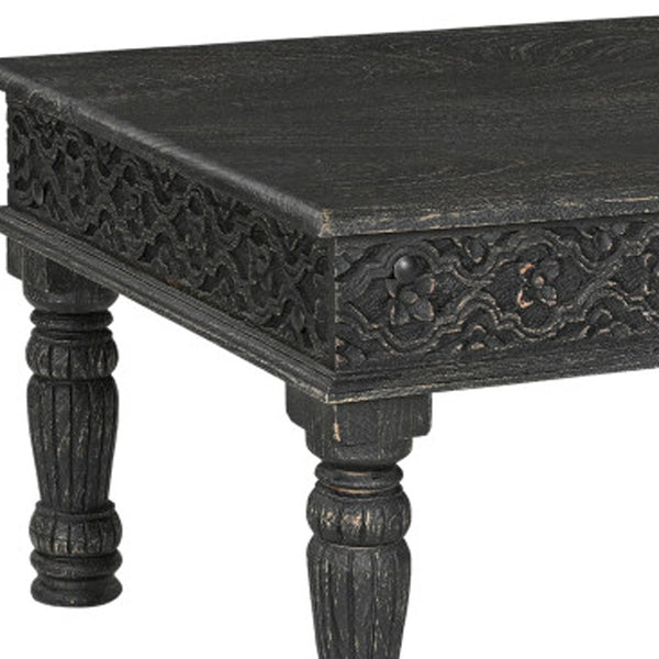 Homeroots 51" Black Solid Wood Distressed Coffee Table   521938