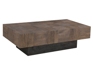 Homeroots 59" Dark Brown And Black Solid Wood Coffee Table   521941