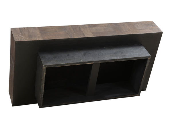 Homeroots 59" Dark Brown And Black Solid Wood Coffee Table   521941