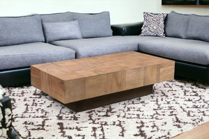 Homeroots 59" Brown And Black Solid Wood Coffee Table   521942