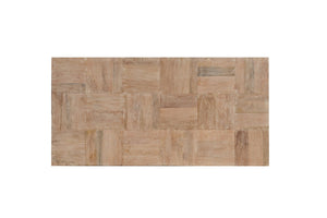 HomeRoots 59" Solid Wood Block Coffee Table - Rustic Chic Design with Natural Finish & Black Base for Versatility 521942