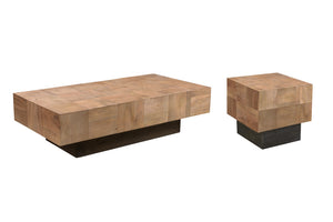 Homeroots 59" Brown And Black Solid Wood Coffee Table   521942