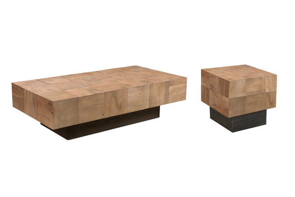 Homeroots 59" Brown And Black Solid Wood Coffee Table   521942