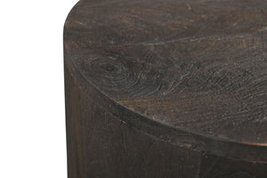 HomeRoots 18" Handcrafted Solid Wood Round End Table with Vintage Distressed Finish for Cozy Living Spaces 521943