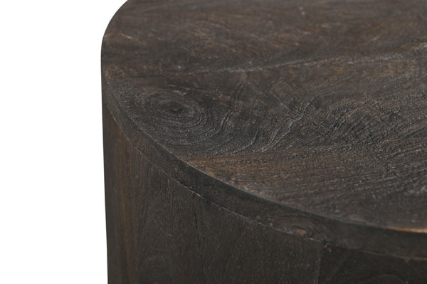 HomeRoots 18" Handcrafted Solid Wood Round End Table with Vintage Distressed Finish for Cozy Living Spaces 521943