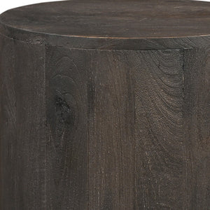 HomeRoots 18" Handcrafted Solid Wood Round End Table with Vintage Distressed Finish for Cozy Living Spaces 521943