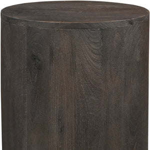 HomeRoots 18" Handcrafted Solid Wood Round End Table with Vintage Distressed Finish for Cozy Living Spaces 521943