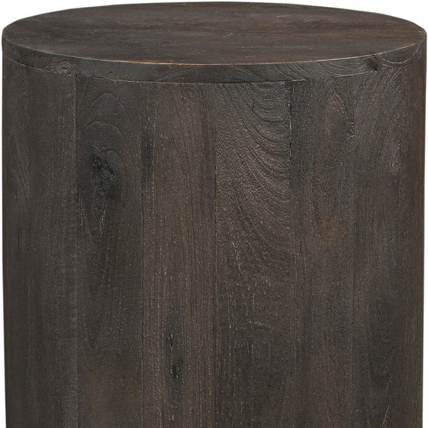 HomeRoots 18" Handcrafted Solid Wood Round End Table with Vintage Distressed Finish for Cozy Living Spaces 521943