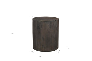 HomeRoots 18" Handcrafted Solid Wood Round End Table with Vintage Distressed Finish for Cozy Living Spaces 521943