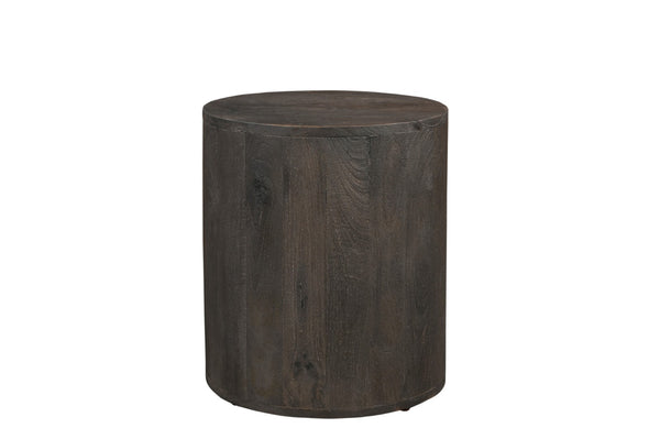 HomeRoots 18" Handcrafted Solid Wood Round End Table with Vintage Distressed Finish for Cozy Living Spaces 521943