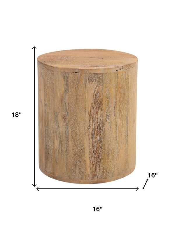 HomeRoots 18" Handcrafted Solid Wood Round End Table - Rustic Two-Tone Finish, Versatile Accent for Any Space 521944